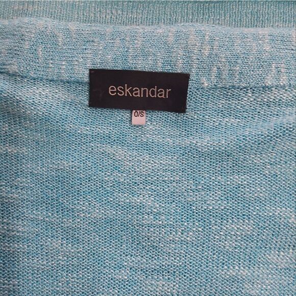 Eskandar Women's Melange Blue Off White Knit Oversize Sweater Size OS - Picture 5 of 12